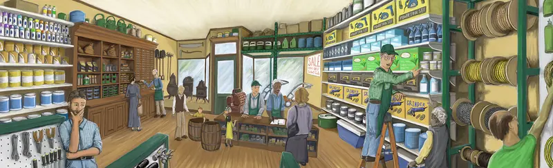 A general store mural